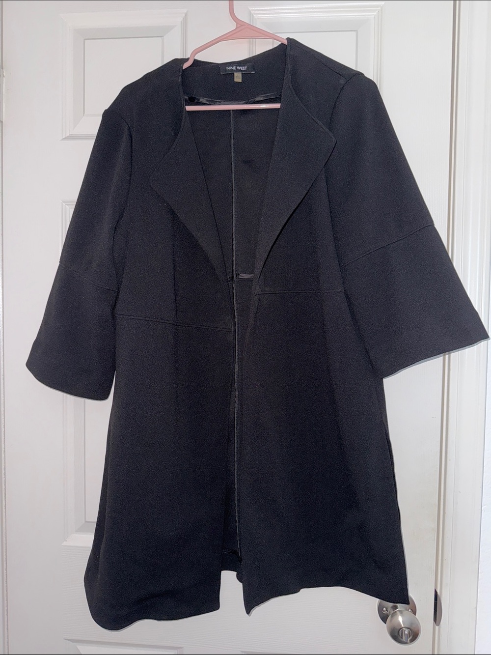 Nine West Black Open-Front Blazer Coat